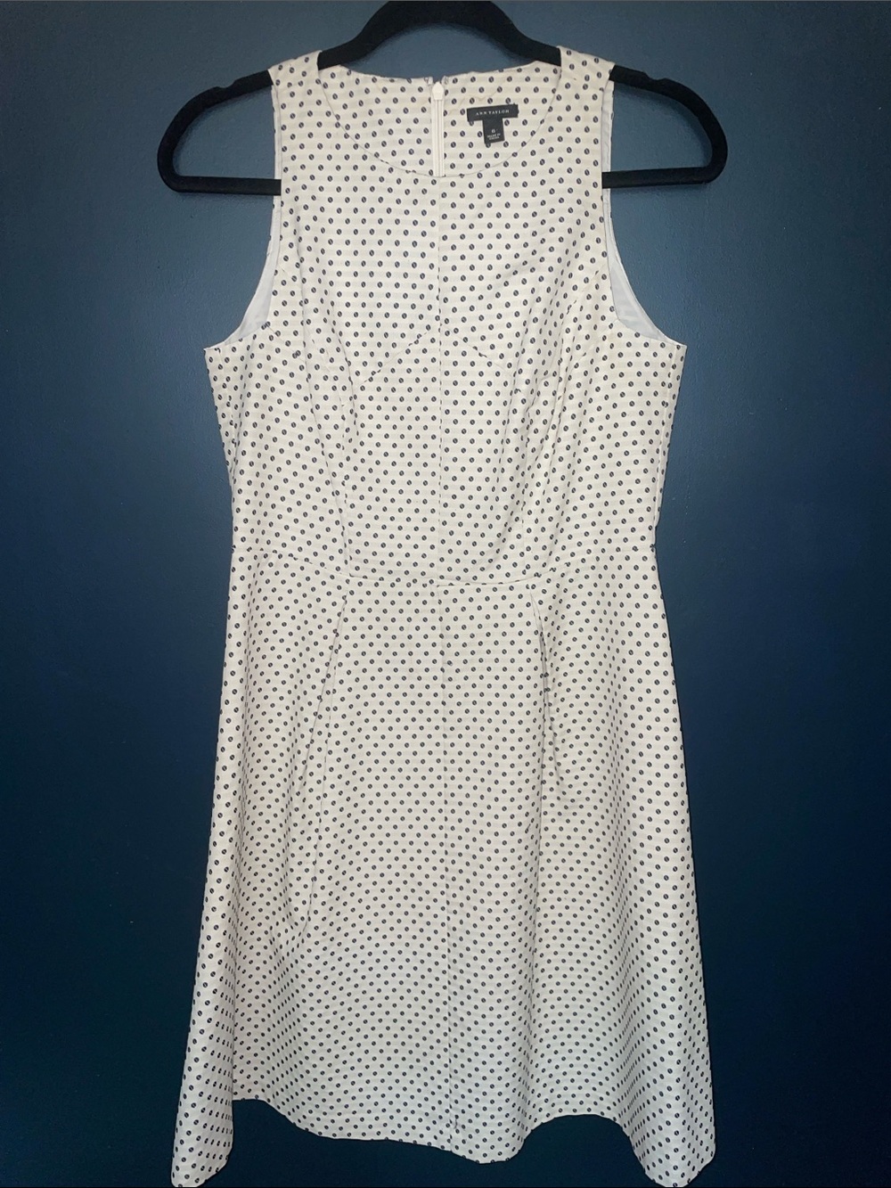 LOFT White Sleeveless Polka Dot Fit-and-Flare Dress